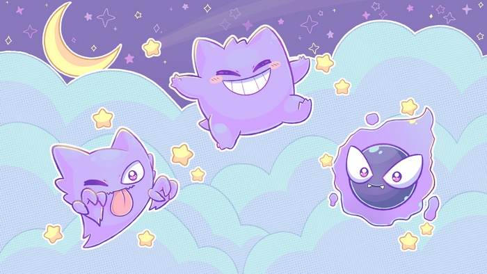Cute 4K Gengar, Haunter, and Gastly Artwork