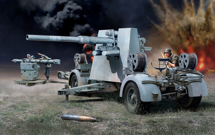 Wehrmacht Artillery Unit in Combat Scene