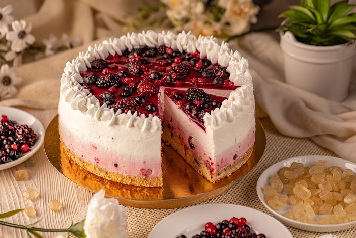 Ombre Berry Layer Cake with Fresh Berries