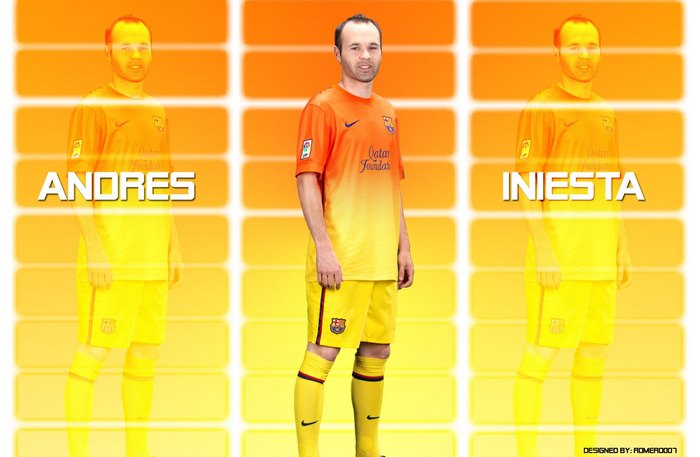 Andrés Iniesta FC Barcelona Orange Yellow