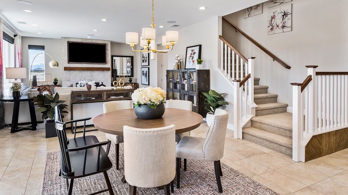 Modern open concept living and dining room