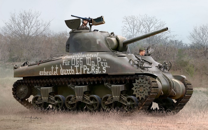 Captured M4 Sherman Tank with German Markings