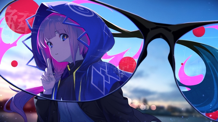 Kaf Virtual Youtuber with Pink Hair and Glasses