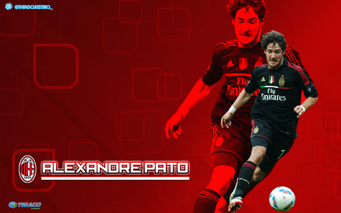 Alexandre Pato in A.C. Milan jersey dribbling ball