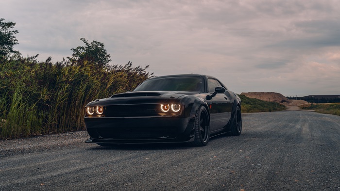 Dodge Challenger SRT Hellcat Muscle Car on Road