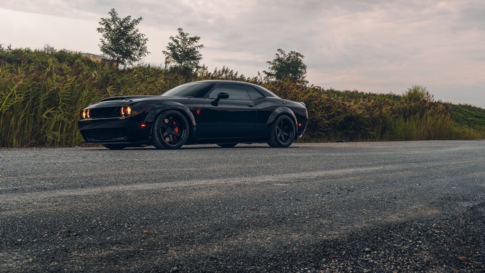 Black Dodge Challenger SRT Muscle Car