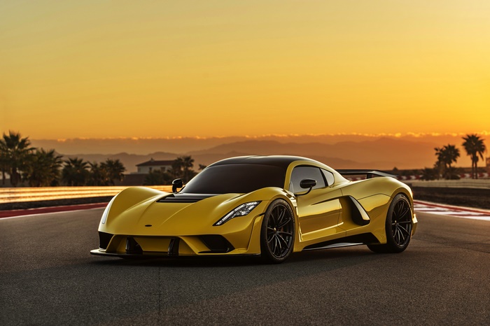 Hennessey Venom F5 Yellow Supercar Sunset