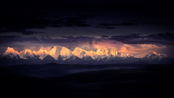 Dramatic Sunset over the Himalayas Mountains