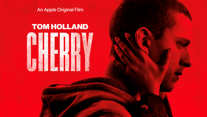 Cherry movie poster with Tom Holland, red aesthetic