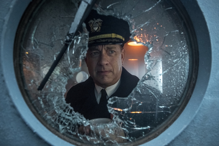 Tom Hanks in Greyhound through broken porthole