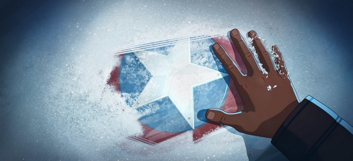 Marvel Comics Hand on Frozen Captain America Shield