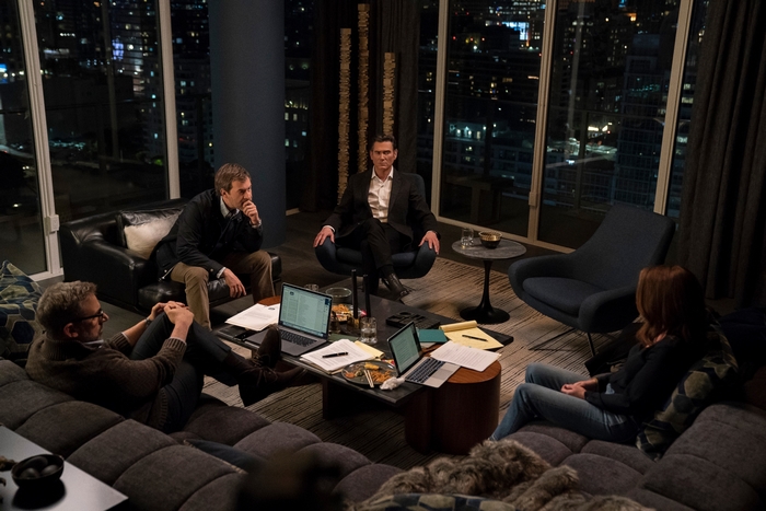 Billy Crudup and Steve Carell in The Morning Show meeting