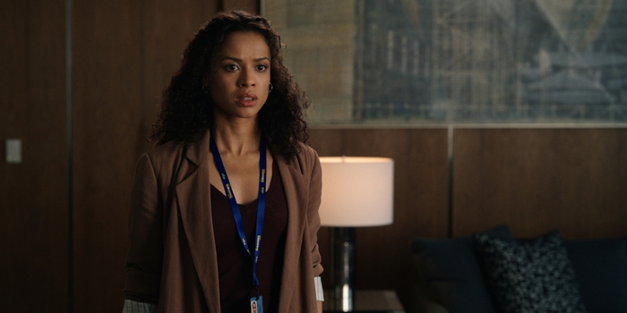 Gugu Mbatha-Raw looking concerned in The Morning Show