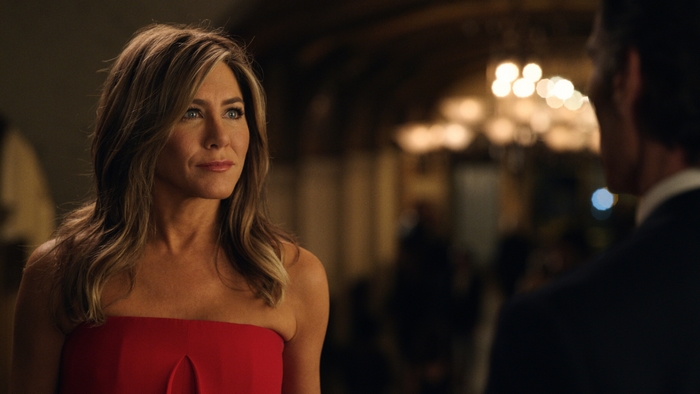Jennifer Aniston in red dress from The Morning Show