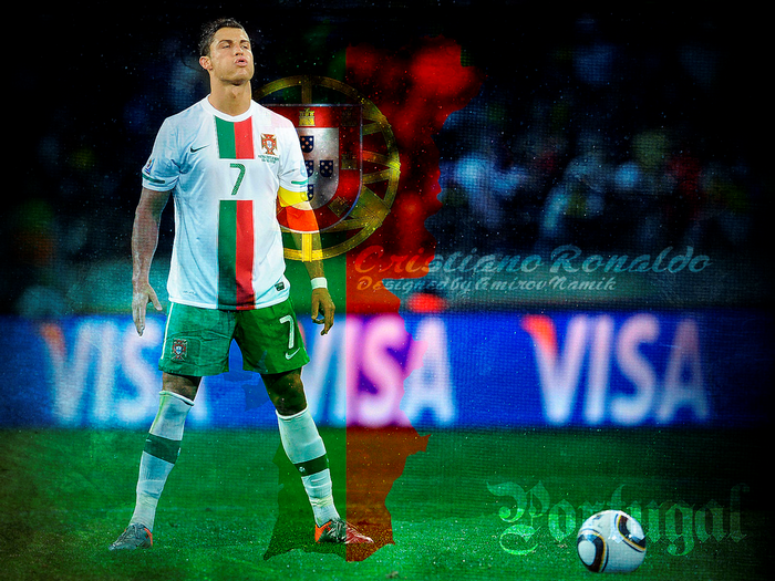 Cristiano Ronaldo Portugal Football with Flag Map