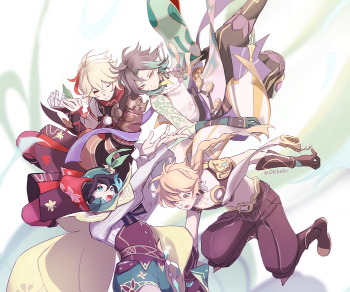 Aether, Kaedehara Kazuha and Xiao (Genshin Impact) HD, Aether (Genshin Impact), Xiao (Genshin Impact), Kaedehara Kazuha (Genshin Impact), Venti (Genshin Impact)