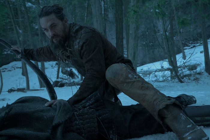 Jason Momoa in intense snowy forest battle