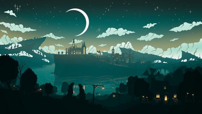 Crescent Moon over Mondstadt Genshin Impact