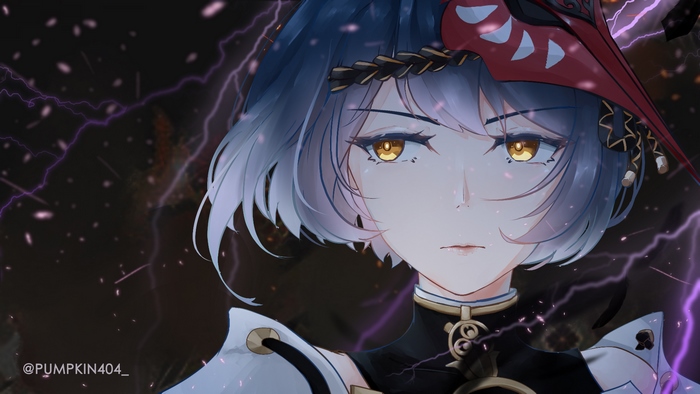 Kujou Sara: Electro General's Gaze Amidst Lightning