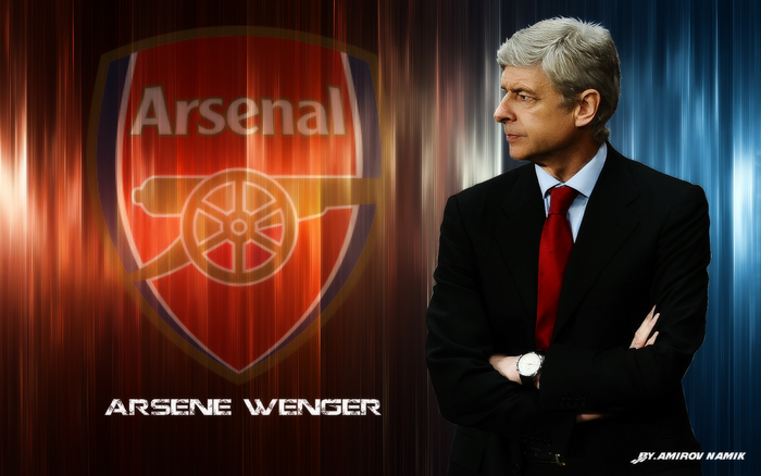 Arsene Wenger and Arsenal F.C. logo