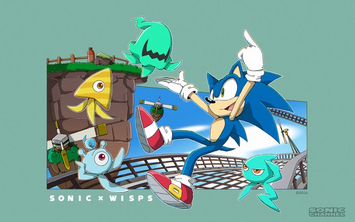 Sonic the Hedgehog and Wisps from Sonic Colors