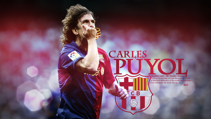 Carles Puyol Celebrating in FC Barcelona Jersey