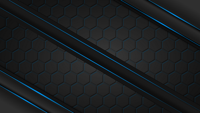 Abstract Black Hexagonal Background with Blue Glow