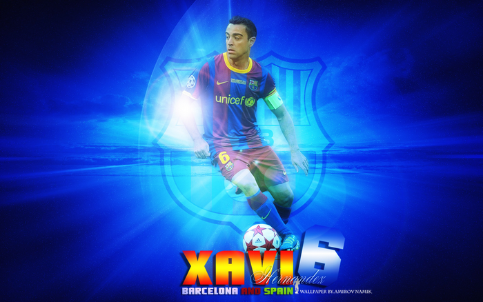 Xavi Hernandez FC Barcelona Blue Football Design