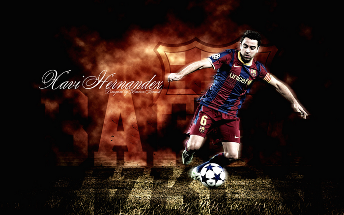 Xavi Hernandez playing football for FC Barcelona