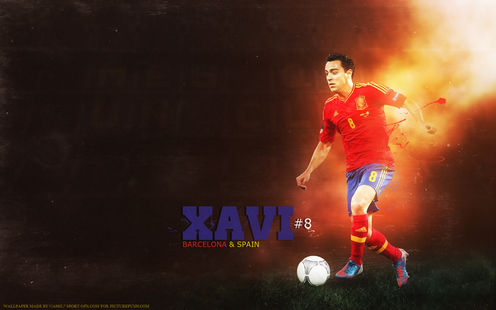Xavi #8 playing for Spain National Football Team