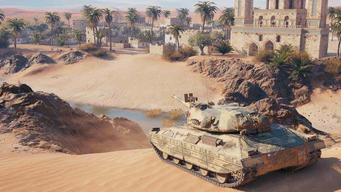 World Of Tanks: Tank in a Desert Oasis City