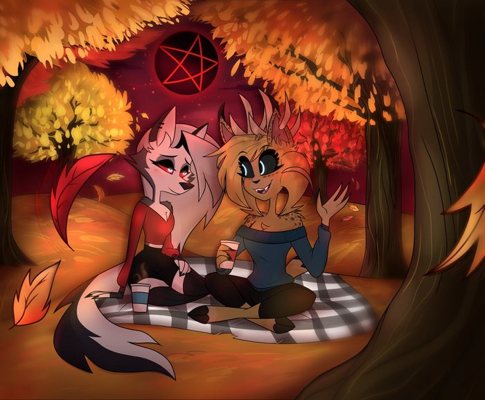 Helluva Boss Loona Autumn Forest Scene