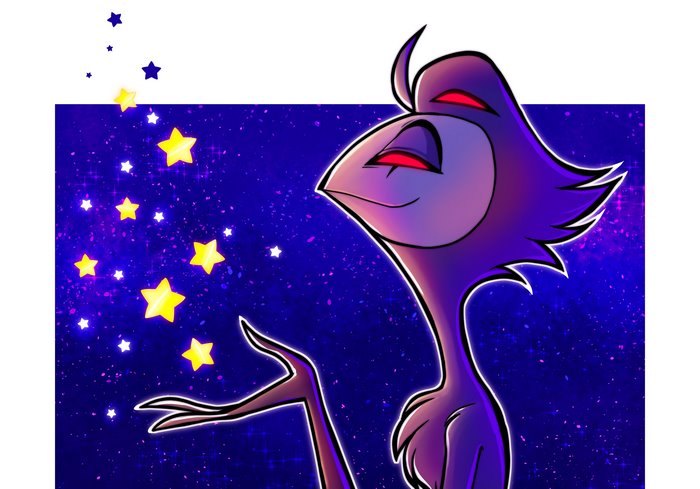 Stolas (Helluva Boss) with glowing stars
