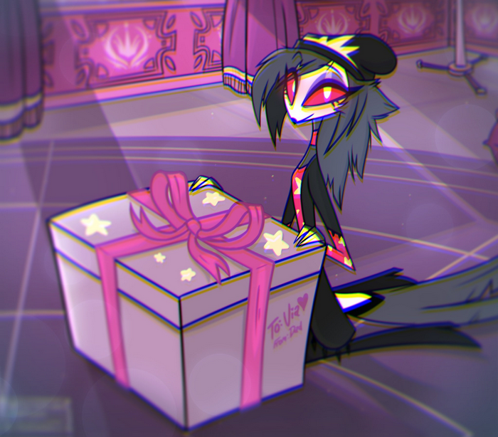 Helluva Boss Octavia with a gift from Dad