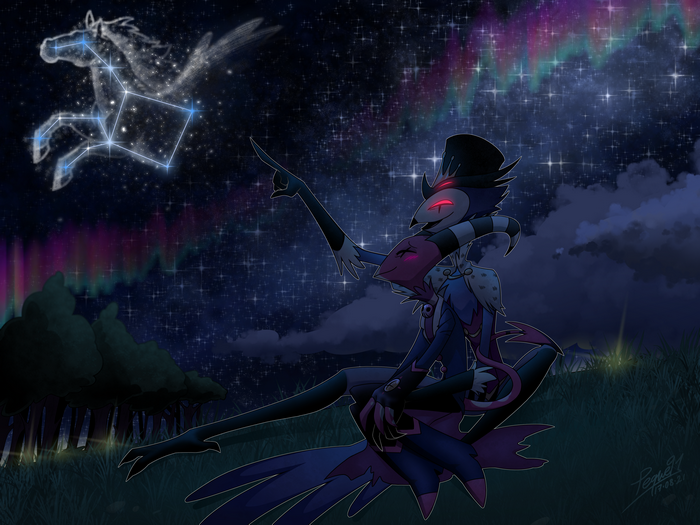 Helluva Boss: Stolas and Blitzo Stargazing at Pegasus