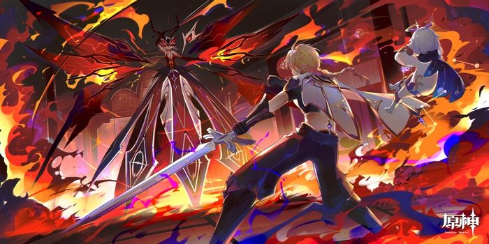 Aether, Paimon and La Signora (Genshin Impact) HD, La Signora (Genshin Impact), Aether (Genshin Impact), Paimon (Genshin Impact)