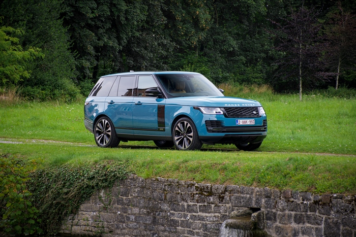 Blue Range Rover Autobiography "Fifty" Luxury SUV outdoors