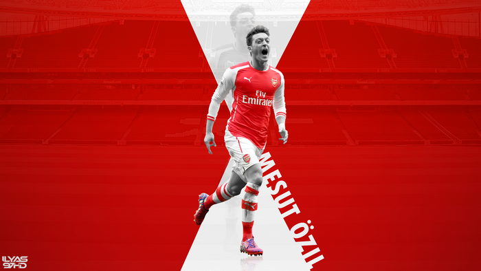 Mesut Özil Arsenal FC red kit celebration