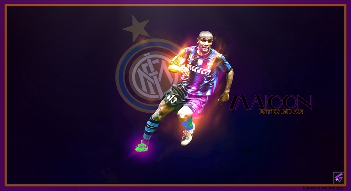 Maicon Inter Milan Glowing Footballer Art
