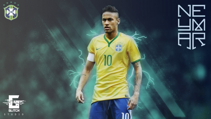 Neymar in Brazil National Team Jersey with Lightning