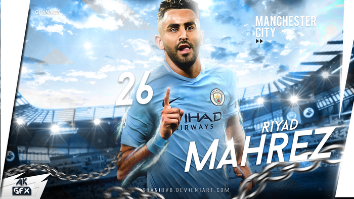 Riyad Mahrez 26 Manchester City Football Art