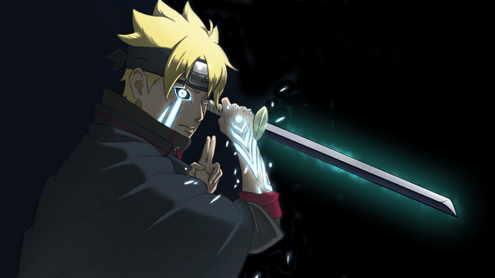 Boruto Uzumaki with Glowing Katana and Kâma Markings