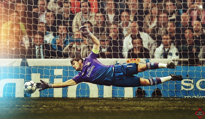 Iker Casillas diving save for Real Madrid