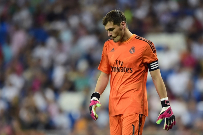 Iker Casillas, Real Madrid goalkeeper, looking downcast