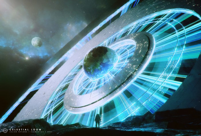 Celestial Loom: Astronaut Views a Cosmic Energy Structure
