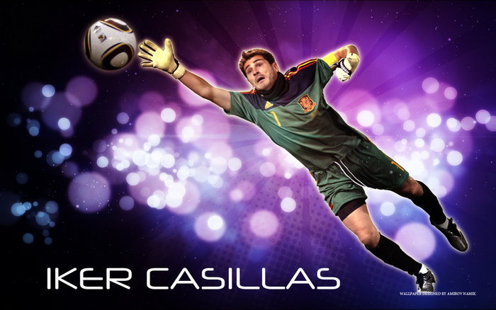 Iker Casillas, Spain's goalkeeper, making a spectacular save