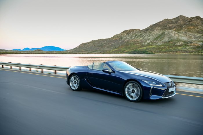Lexus LC 500 Cabriolet driving on a scenic road