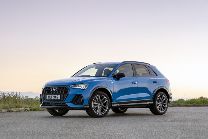 Blue Audi Q3 45 TFSI e S line SUV