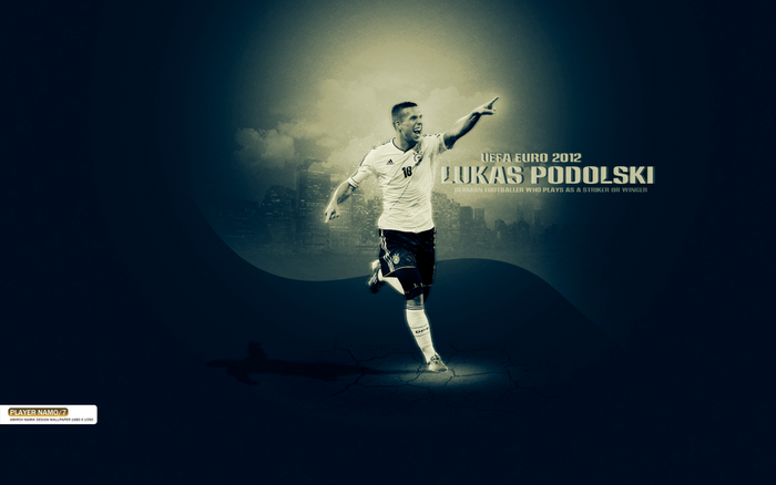 Germany's Lukas Podolski celebrating at UEFA Euro 2012