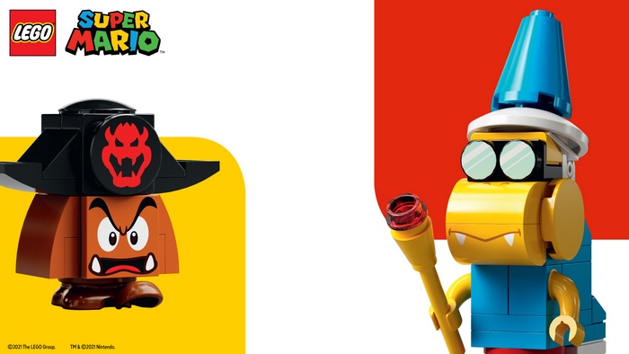 Lego Super Mario Goomba and Kamek figures